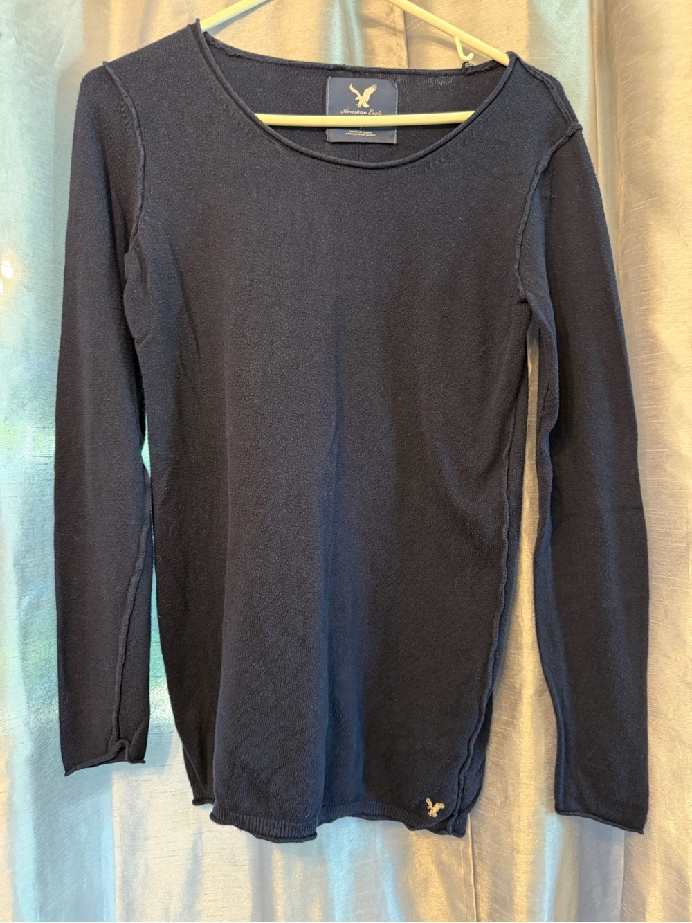 American Eagle Outfitters Men's Navy Crewneck Thermal Sweater